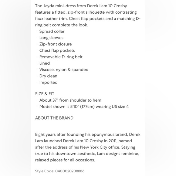 DEREK LAM 10 CROSBY Black Jayda Mixed-Media Dress🔥 - Picture 5 of 16